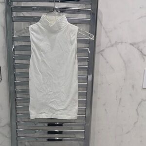 VENUS Sleeveless White Turtleneck ribbed spandex nylon Top